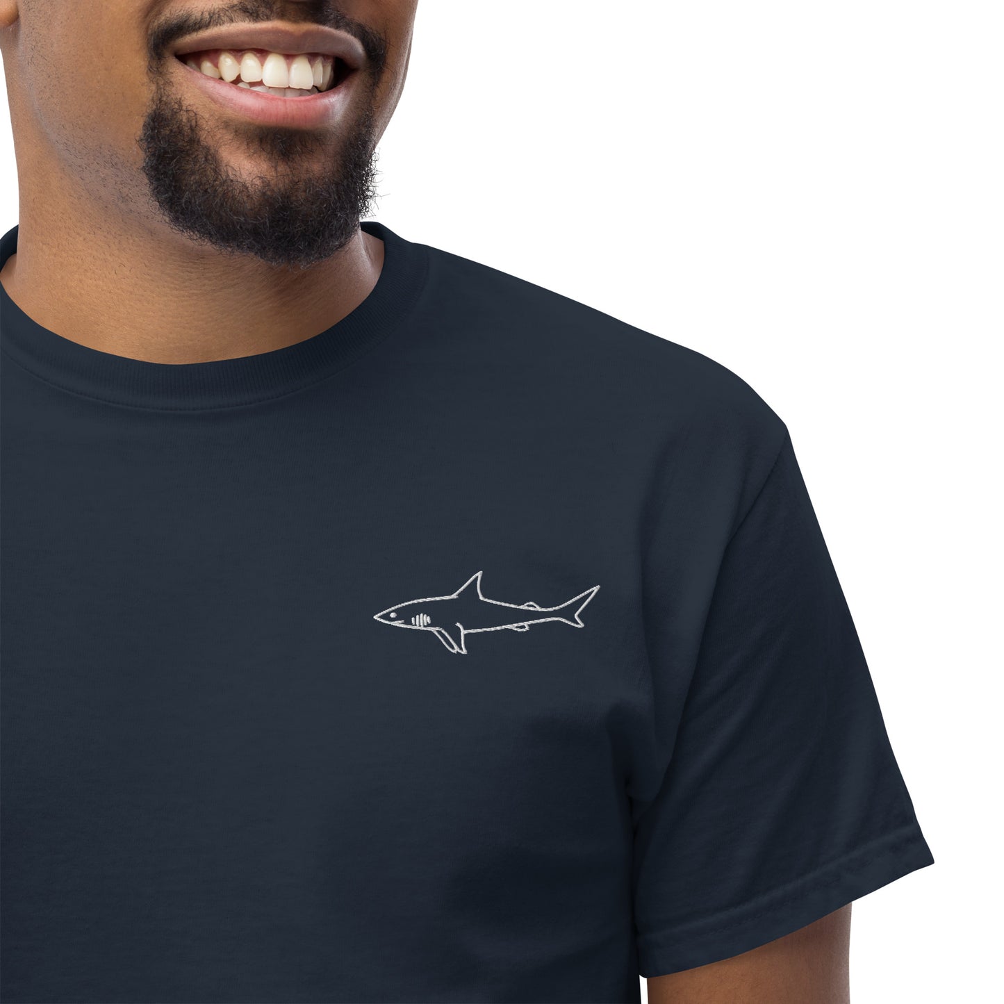 Embroidered Great White Shark Tee | Unisex Heavy Cotton Tee