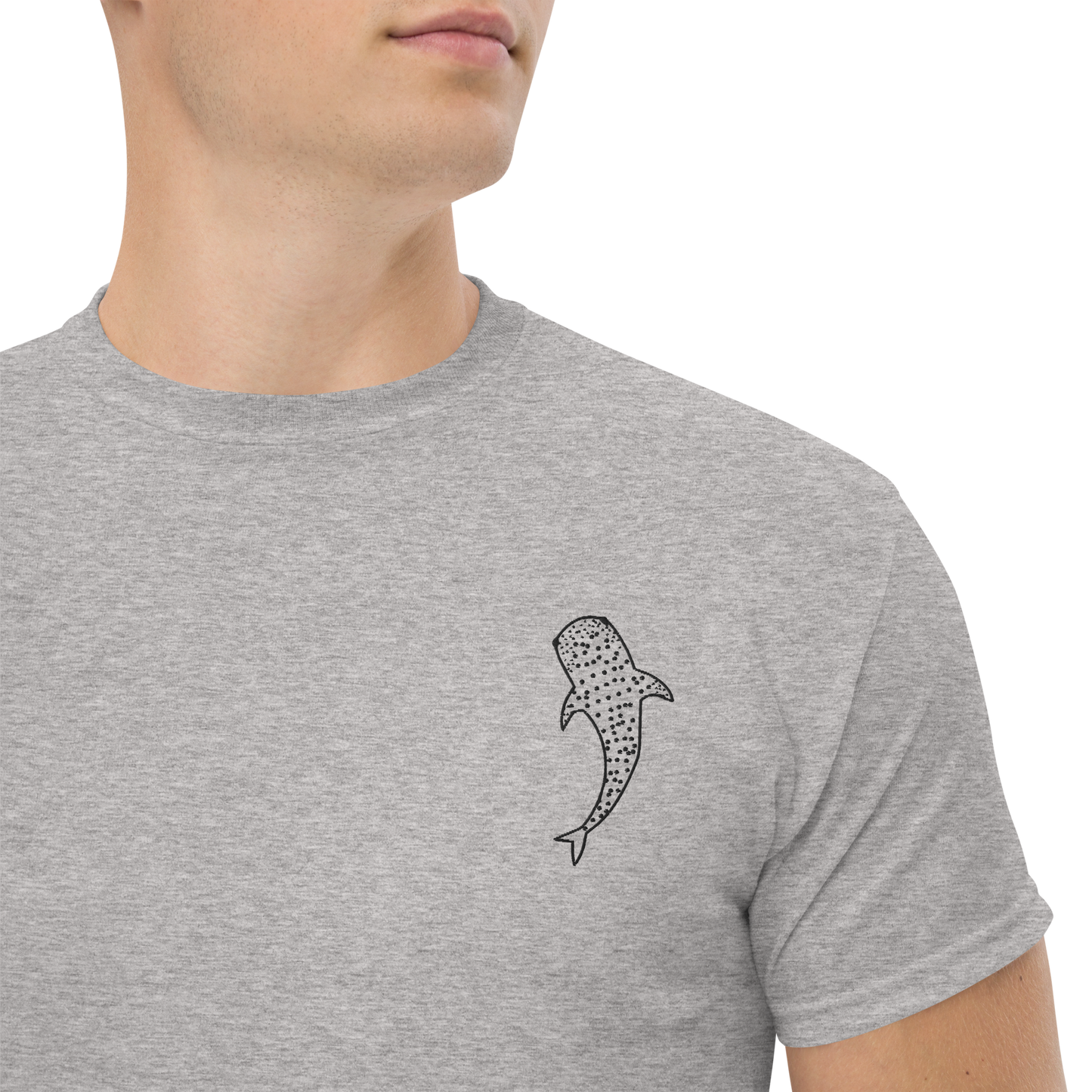 Embroidered Whale Shark Tee | Unisex Heavy Cotton Tee