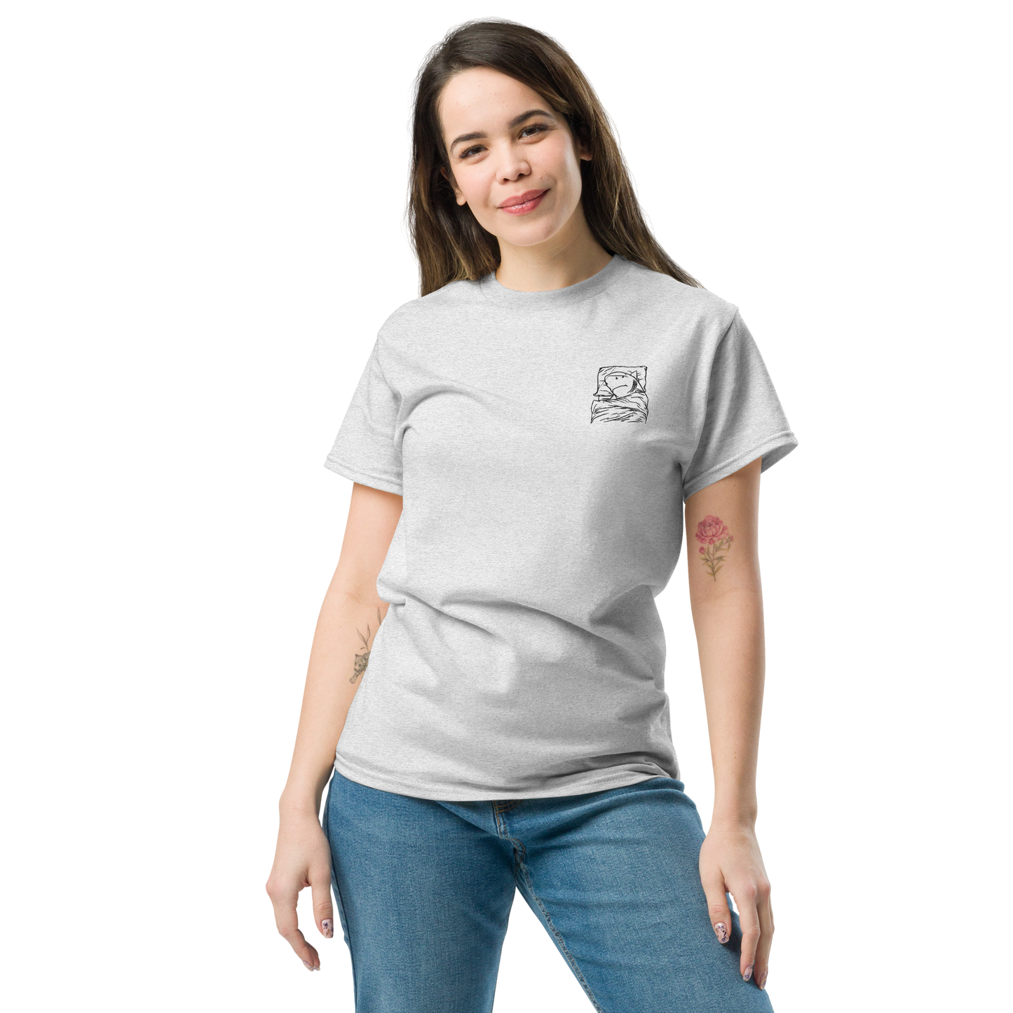 Embroidery Lazy Great White Shark Tee | Unisex Heavy Cotton Tee