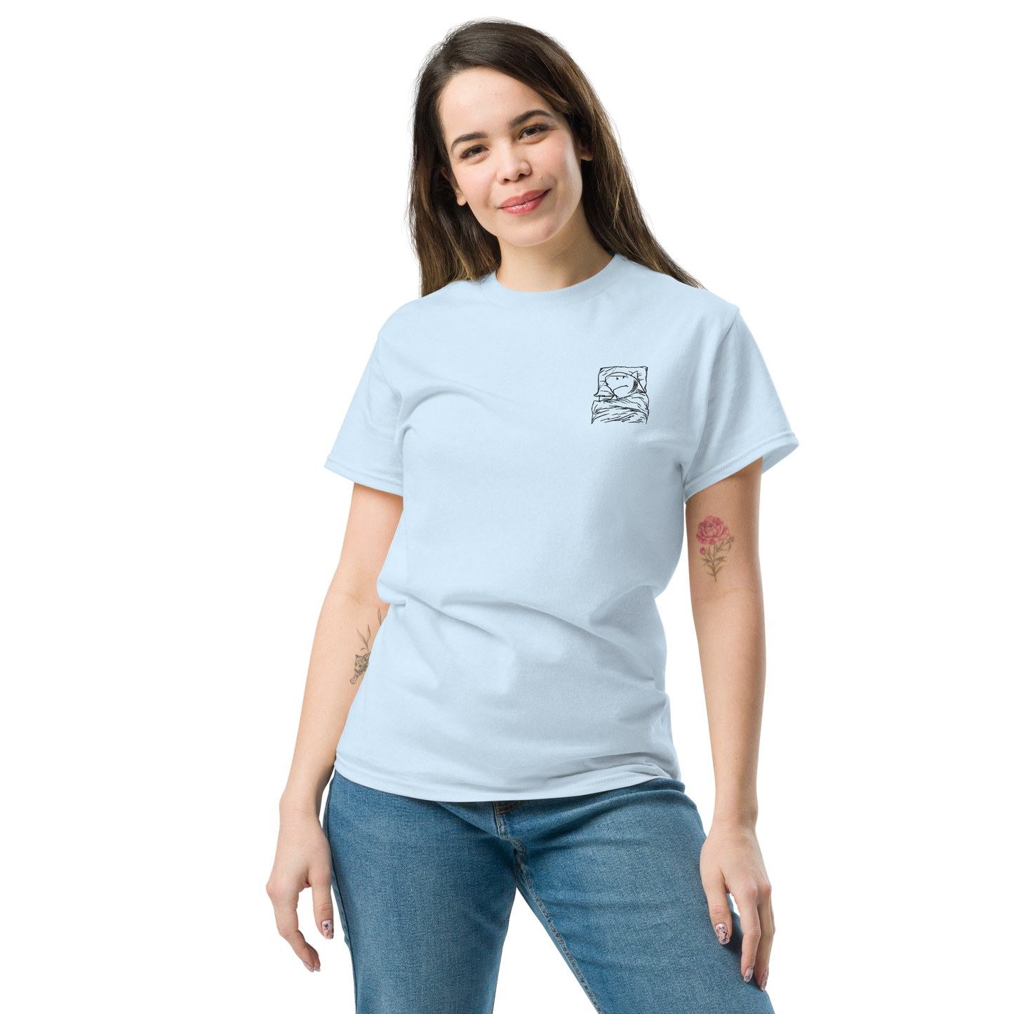 Embroidery Lazy Great White Shark Tee | Unisex Heavy Cotton Tee