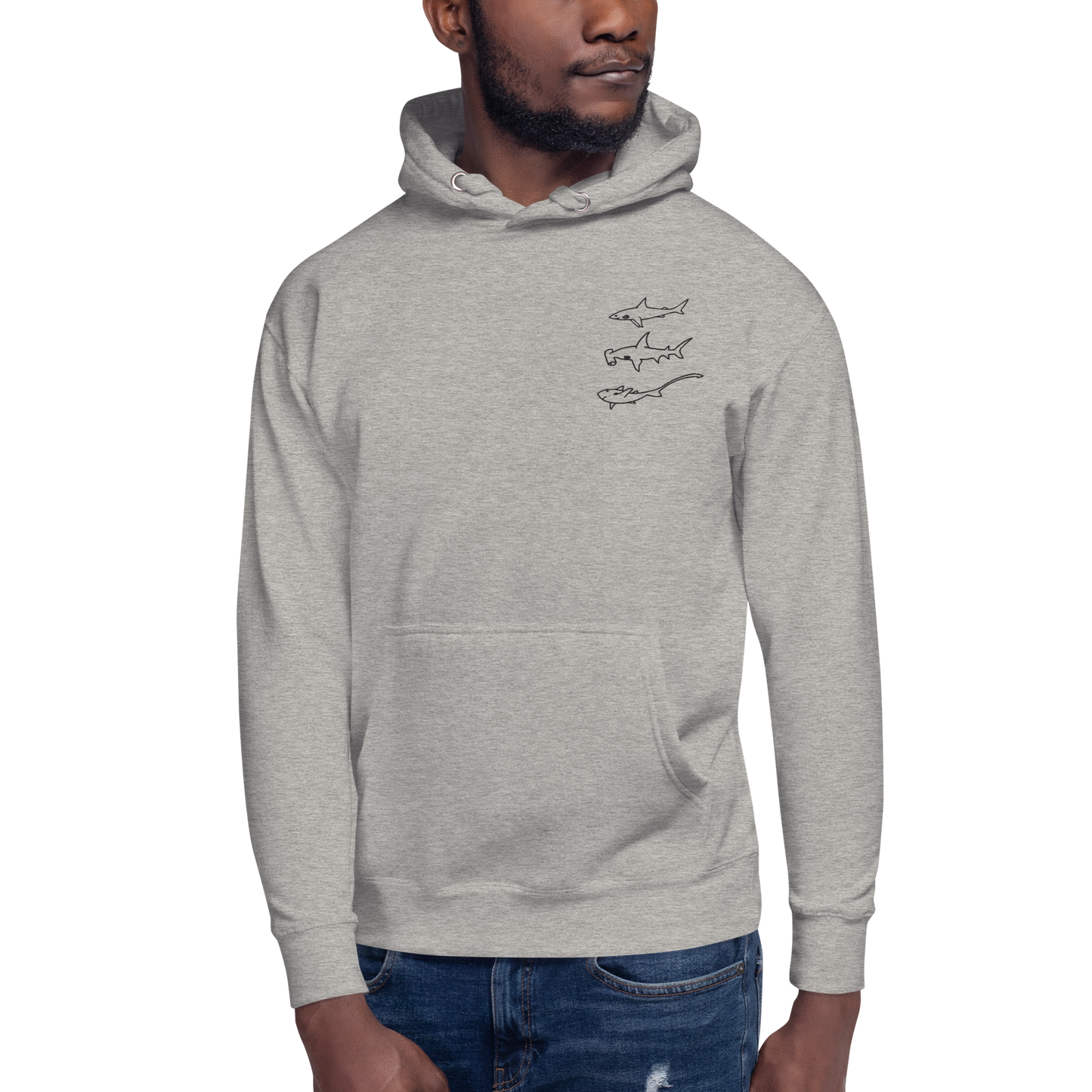 Embroidered 3 Sharks Hoodie | Unisex Hoodie