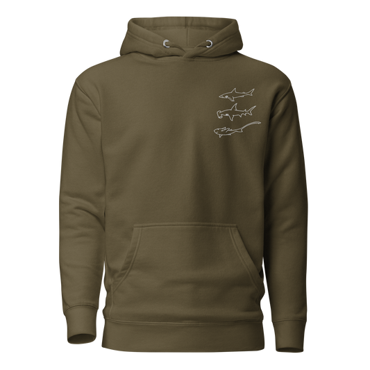 Embroidered 3 Sharks Hoodie | Unisex Hoodie