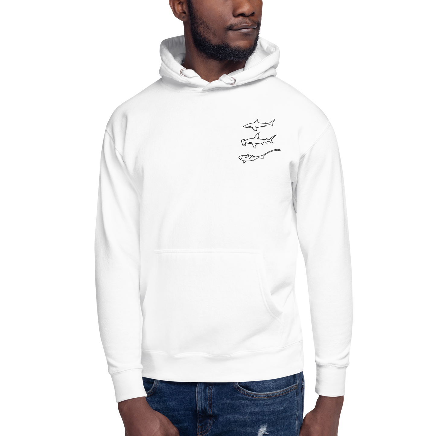 Embroidered 3 Sharks Hoodie | Unisex Hoodie