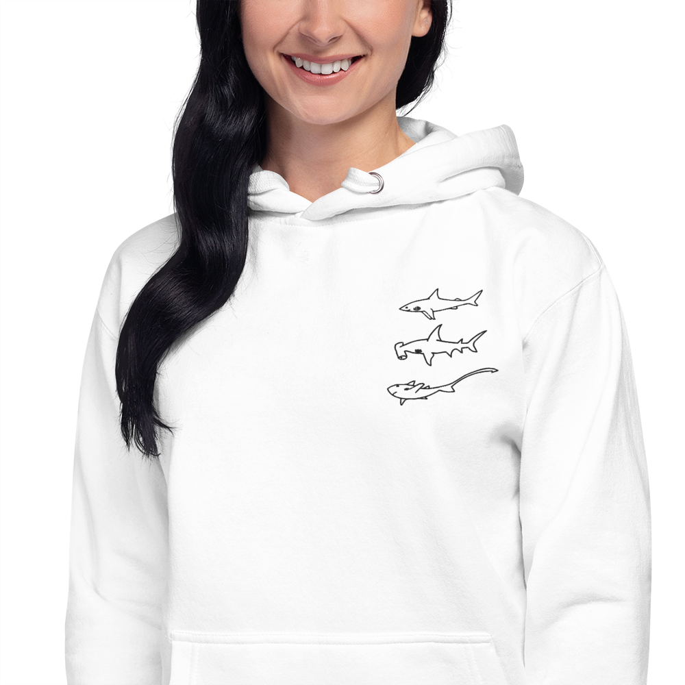 Embroidered 3 Sharks Hoodie | Unisex Hoodie